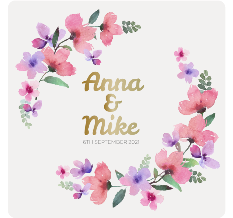 Wedding coasters floral couple monogram - TenStickers
