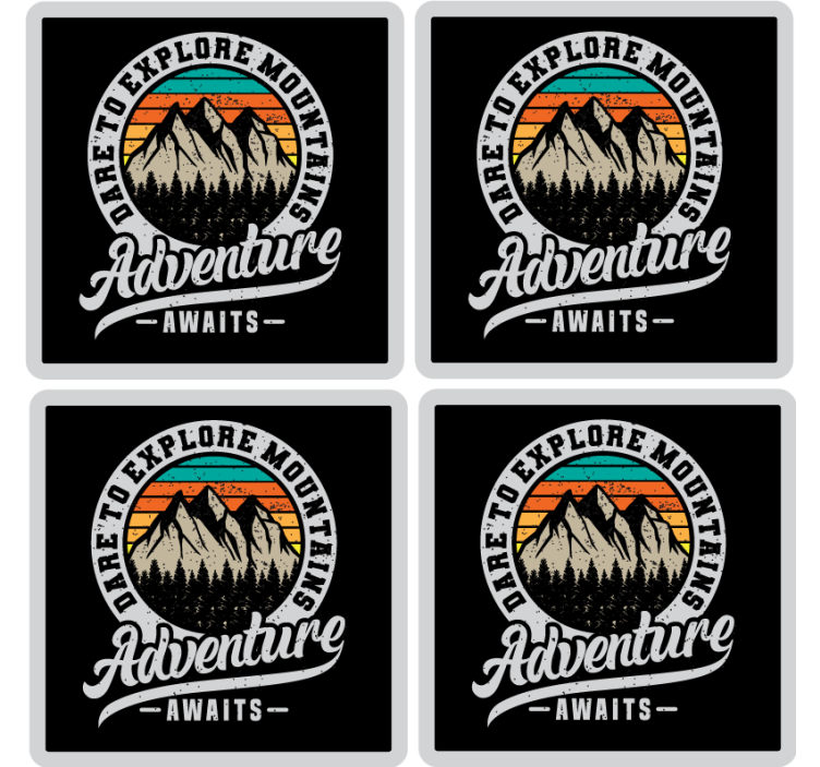 Text coasters explore mountain adventures - TenStickers