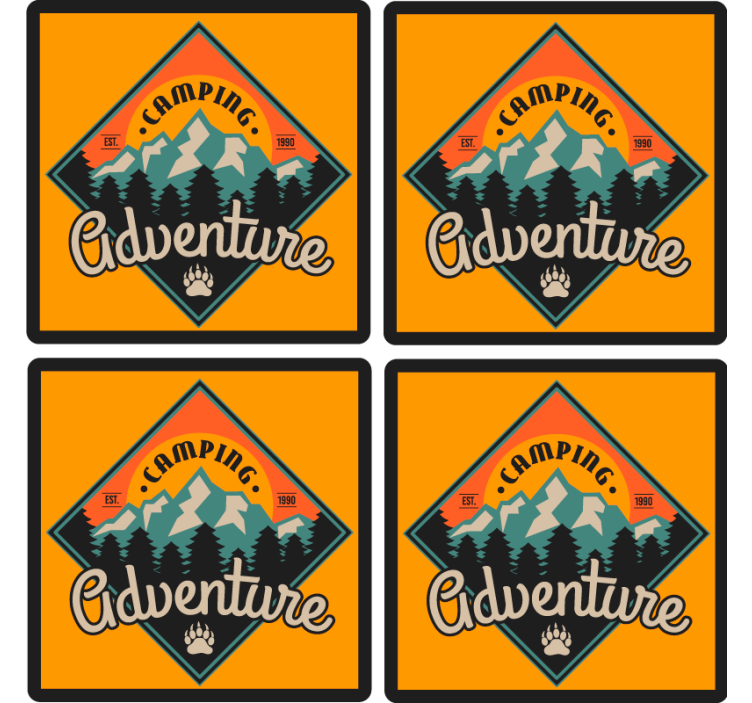 Text coasters camping adventure badge - TenStickers