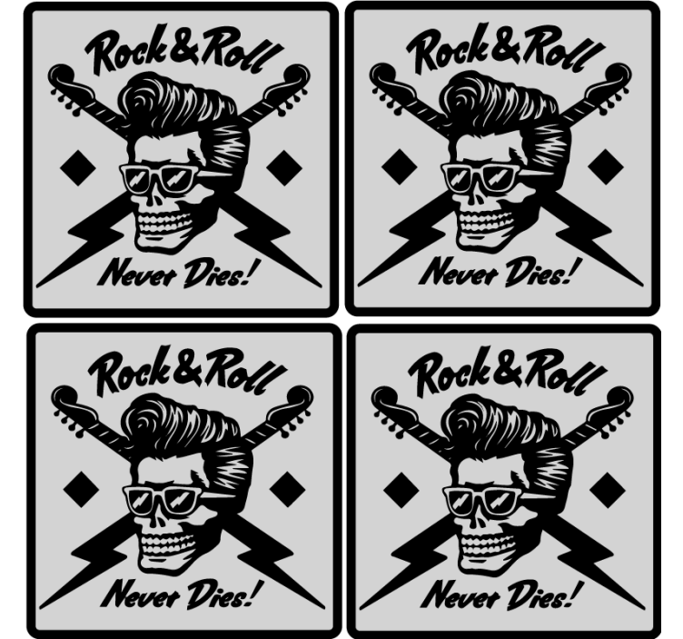 Rock and roll and never die beer mats - TenStickers