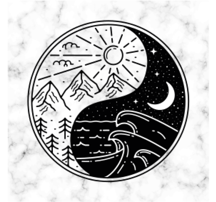 Ying Yang on marble modern coaster - TenStickers