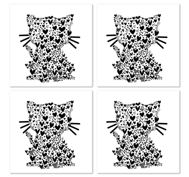 Cat hearts modern coaster - TenStickers