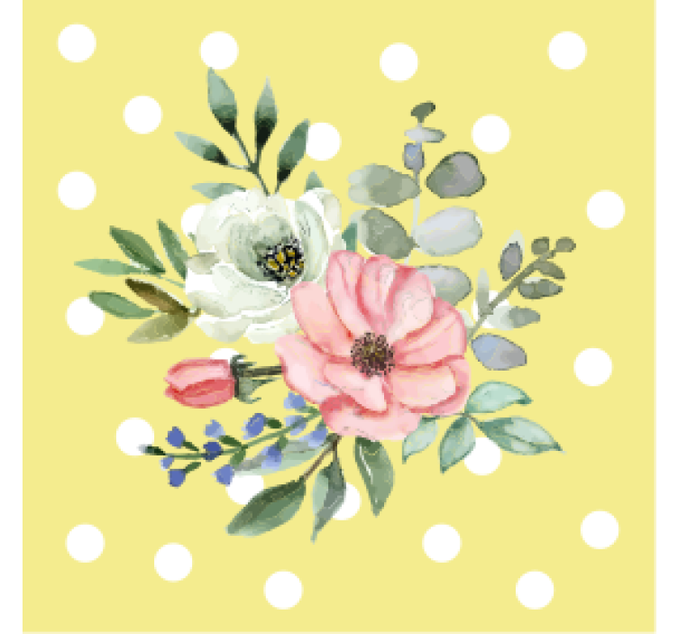 Modern coasters floral design with polka dots - TenStickers
