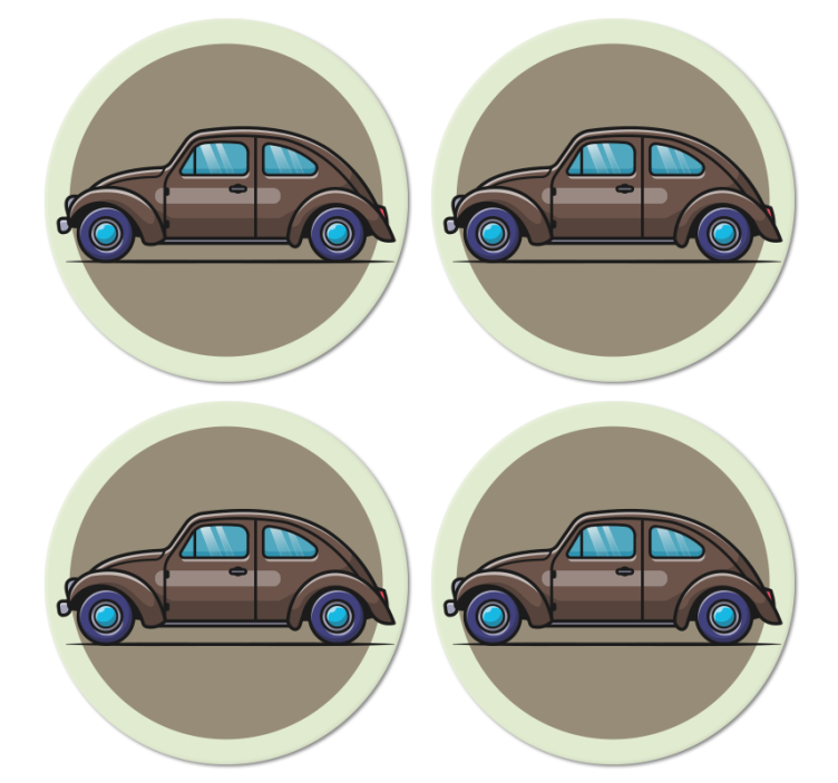 Beetle cartoon car vintage coaster - TenStickers