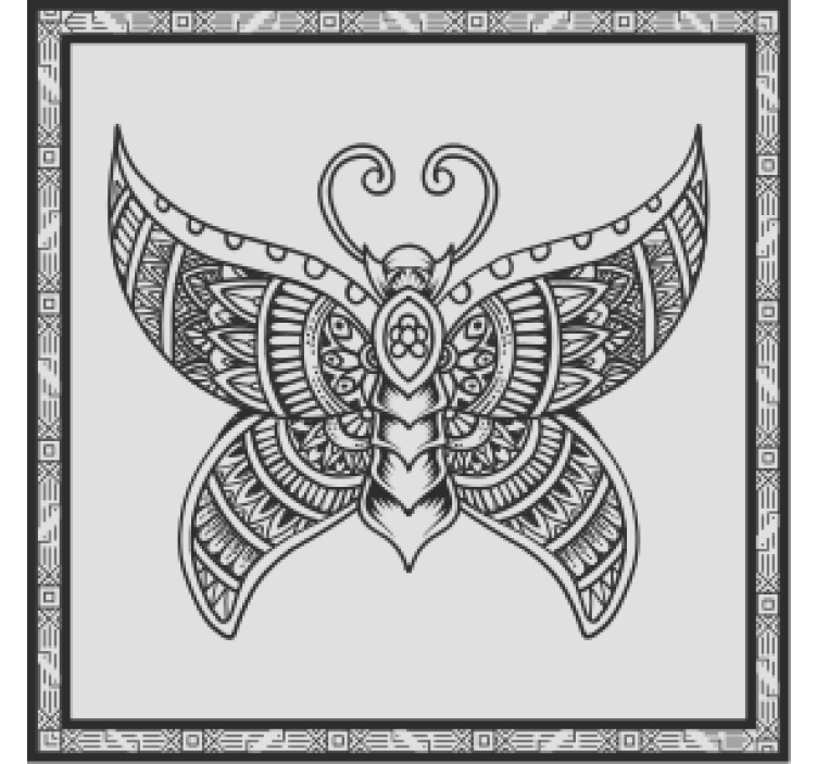 Black mandala butterfly drink coaster - TenStickers