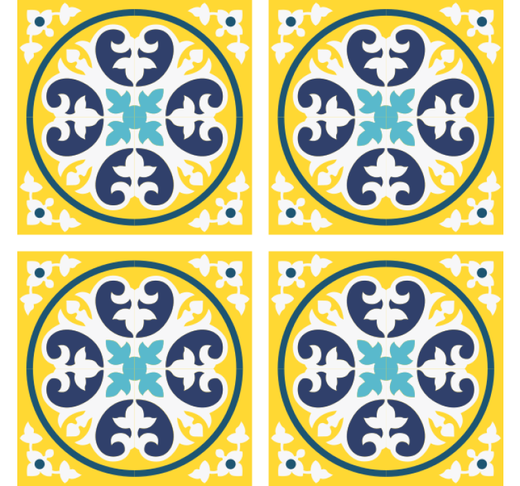 Tile coasters floral pattern ceramic - TenStickers