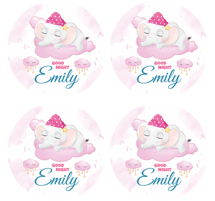 Personalizable coasters sleepy elephant design - TenStickers