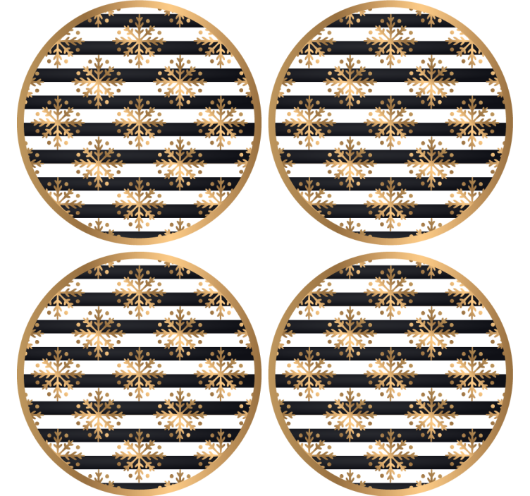 Christmas coasters striped snowflake design - TenStickers