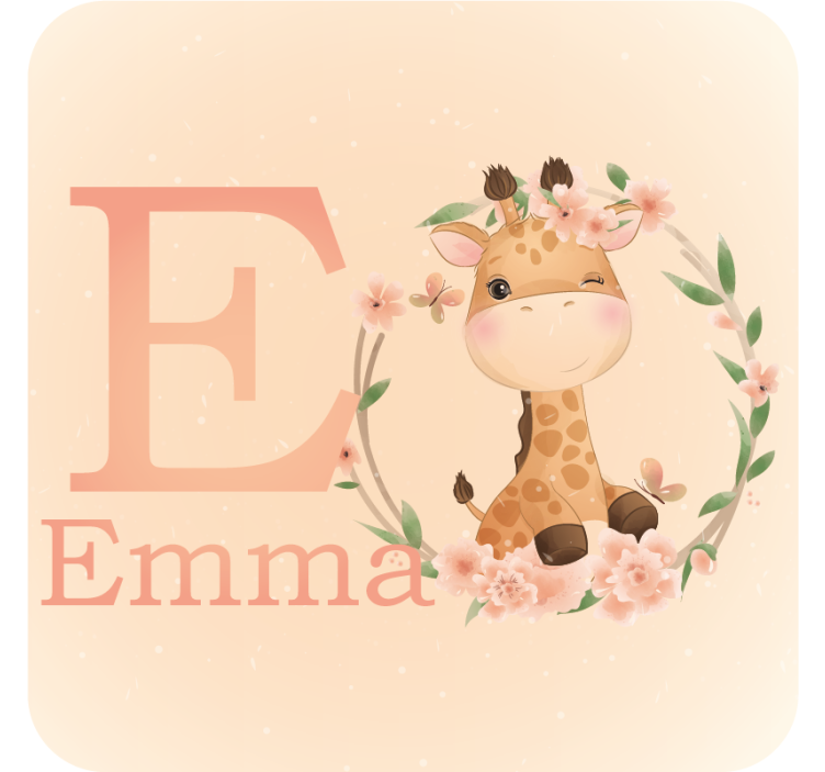 Cute giraffe girl name personalised coasters - TenStickers