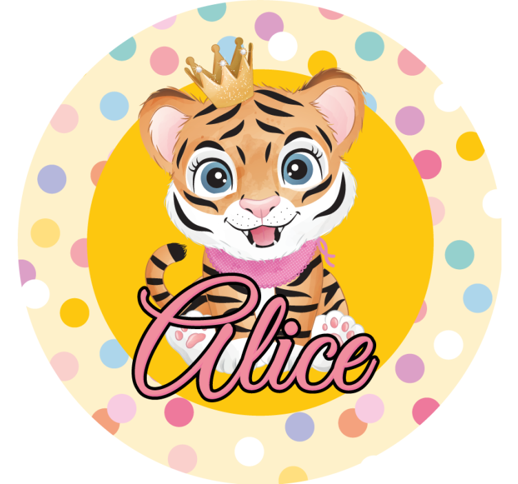 Cute tiger for girl with name coasters - TenStickers