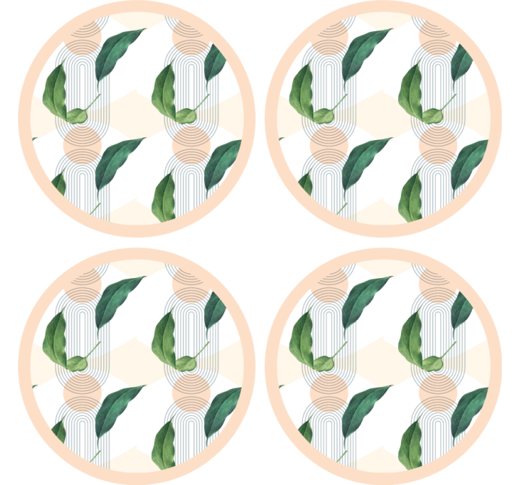 Modern coasters with leafy geometric design - TenStickers