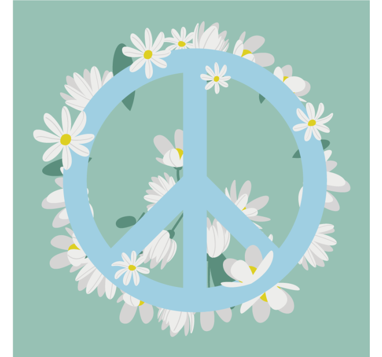 Text coasters peace sign with daisies design - TenStickers