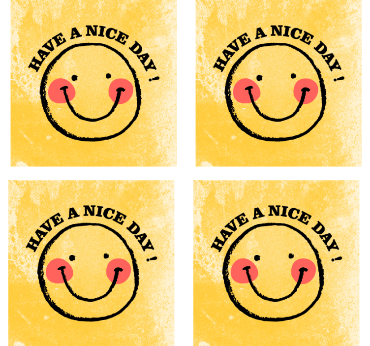 Text coasters cheerful smiley with greeting - TenStickers