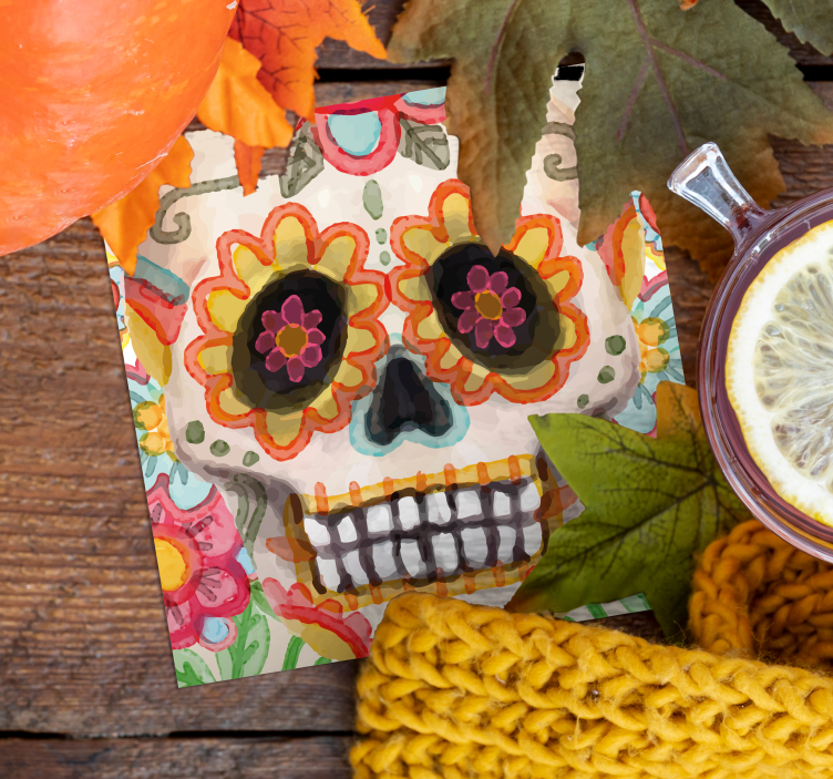 Mexican skull drink coaster - TenStickers