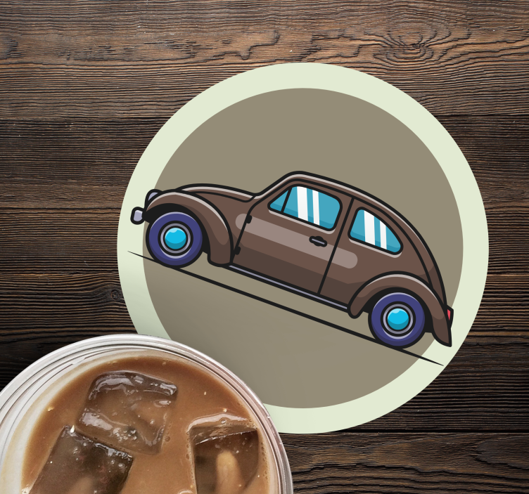 Beetle cartoon car vintage coaster - TenStickers