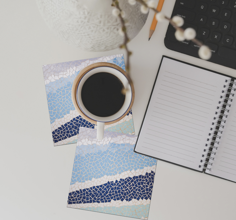 blue mosaic tiles tile coasters - TenStickers