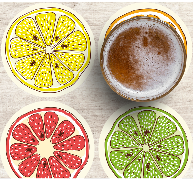 Citrus Slice Motifs geek coasters - TenStickers