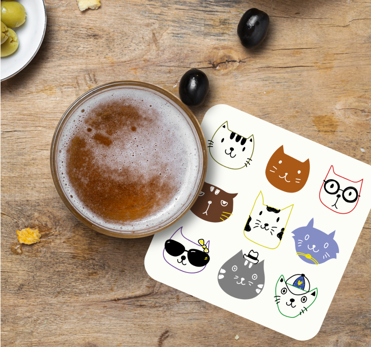 Cute colorful funny cats  geek coasters - TenStickers
