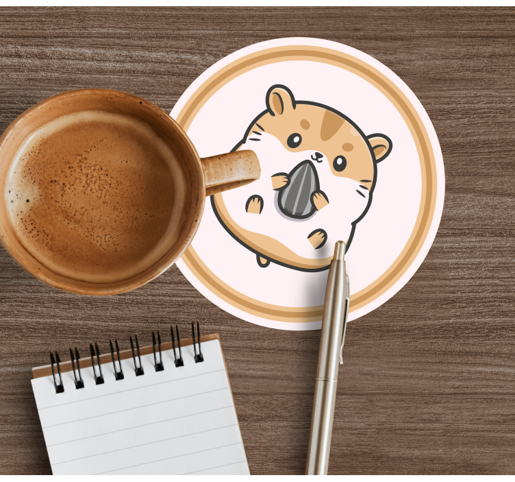 Cute hamster cartoon modern coaster - TenStickers