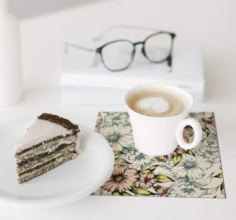 Vintage Floral Print Coaster - TenStickers