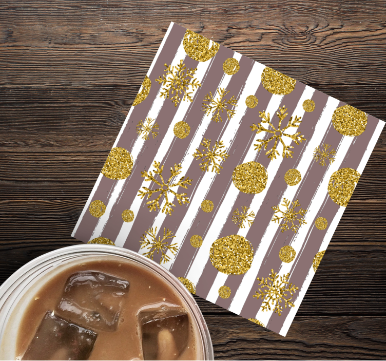 Gold balls and snowflakes christmas coaster - TenStickers