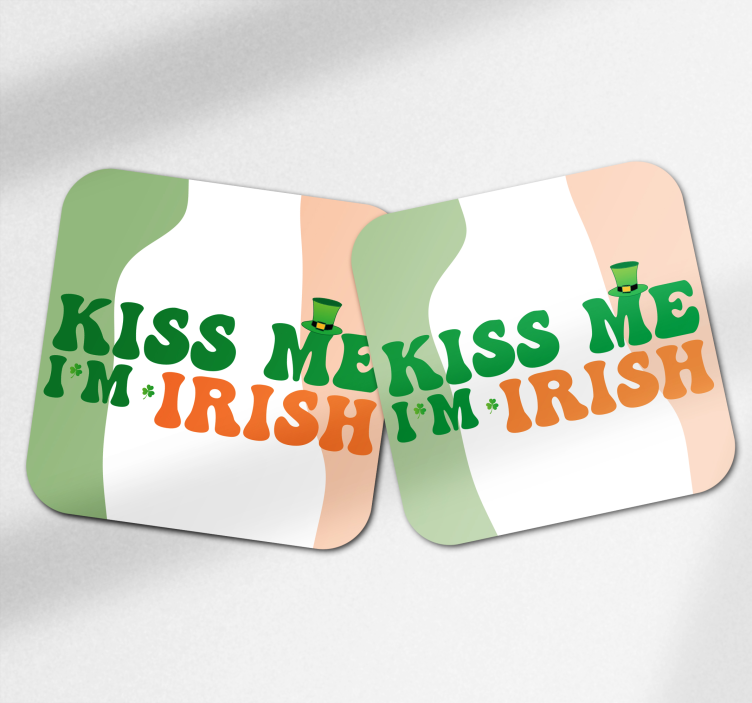 Kiss Me I'm Irish St Patrick Theme Bar Coasters - TenStickers