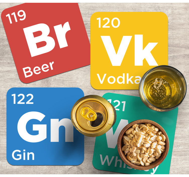 Periodic table alcohol vintage coaster - TenStickers