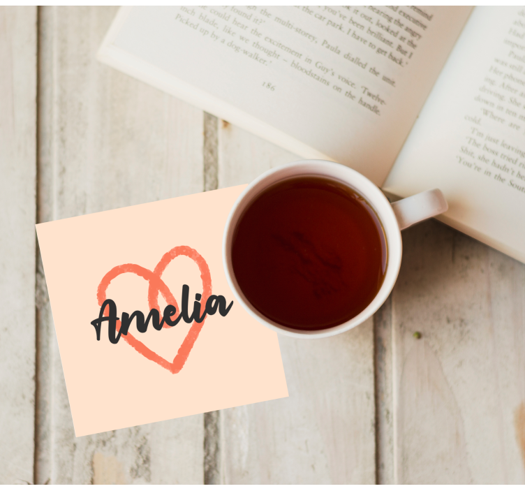 Pink heart coasters with customizable text - TenStickers