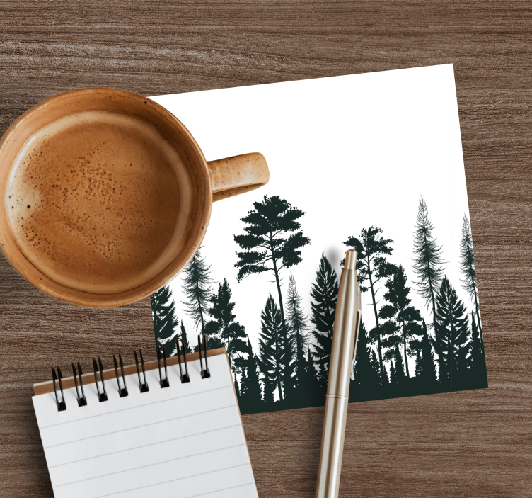 Pine trees silhouette  texture coaster - TenStickers