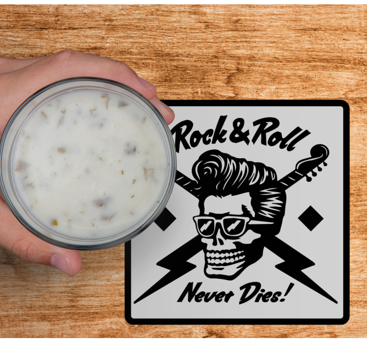 Rock and roll and never die beer mats - TenStickers