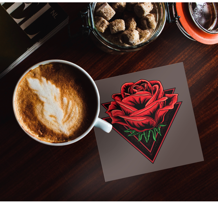 Rose with double triangle modern coaster - TenStickers
