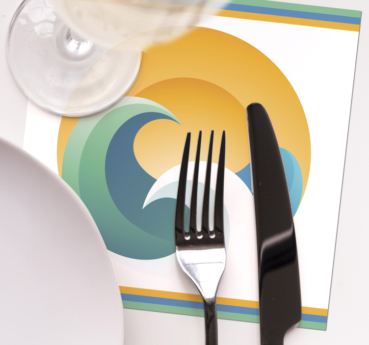 Sun and waves 70s coasters - TenStickers