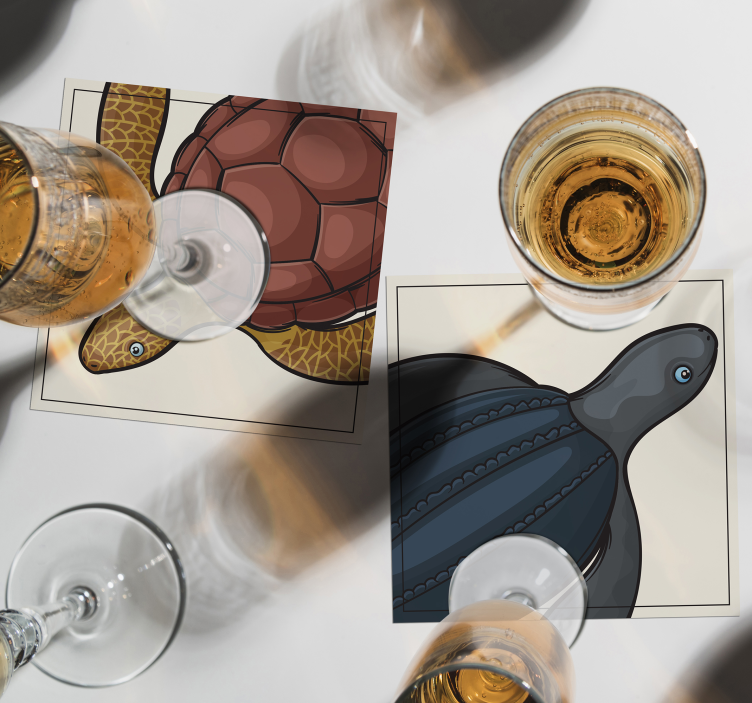 Turtles Animal Tile Coaster Set - TenStickers