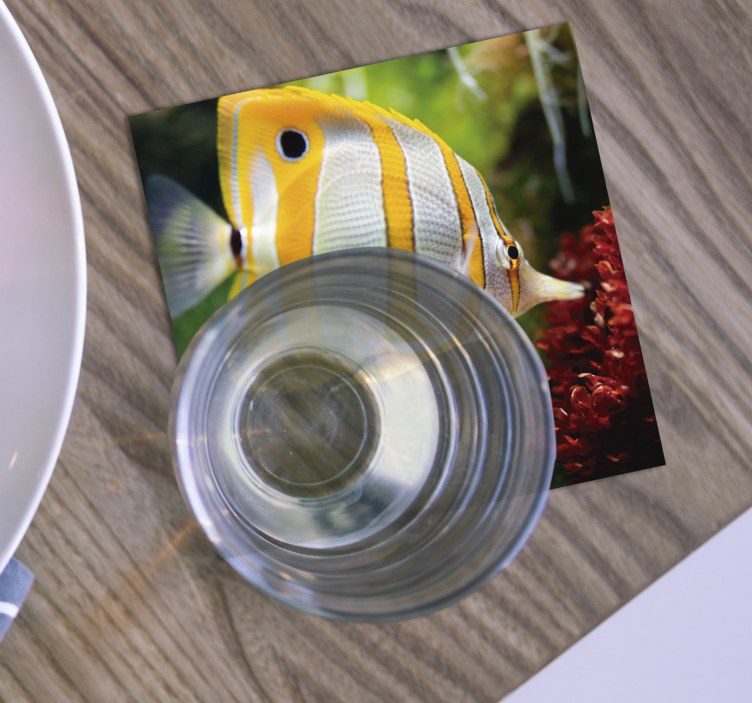 Beautiful white and yellow fish coaster - TenStickers