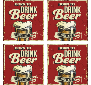 Born to drink beer coaster with custom year - TenStickers