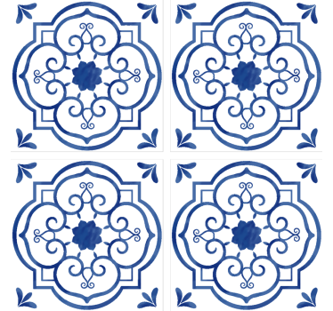 Classic blue tile print coaster - TenStickers