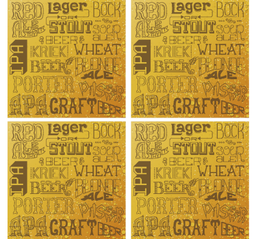 Different beer types  coaster for bars - TenStickers
