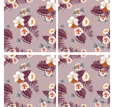 Colourful coaster with flowers - TenStickers