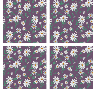 Coasters with purple floral design - TenStickers