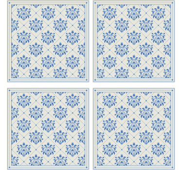 Blue floral tile  coaster - TenStickers