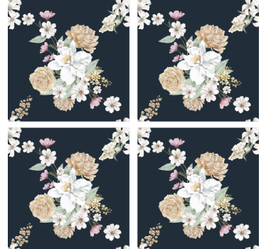 Beautiful bouquet flower vintage coasters - TenStickers