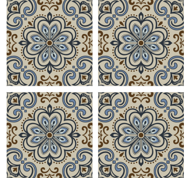 Gorgeous floral tile print coaster - TenStickers
