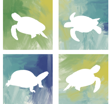 Geek coasters colorful turtle silhouettes - TenStickers