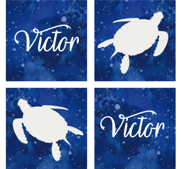 Personalizable coasters blue turtle silhouette - TenStickers