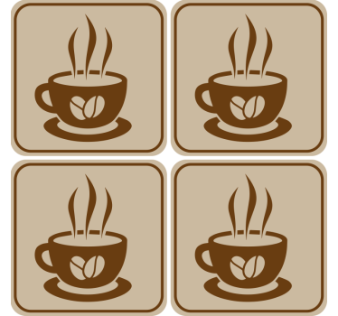 Coffee Cup with Beans retro coasters - TenStickers