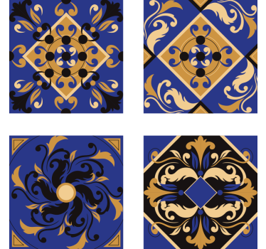 Ornamental tile coasters blue - TenStickers
