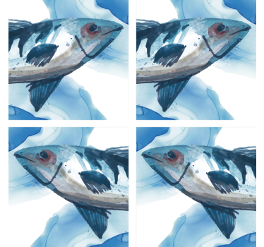 Geek coasters watercolor fish design - TenStickers