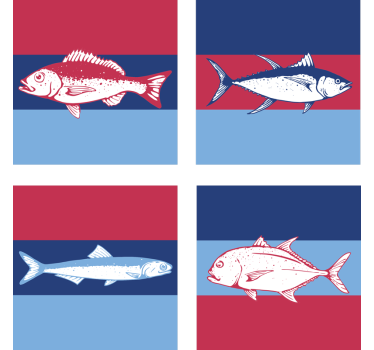 Stylized Fish Illustrations coasters - TenStickers