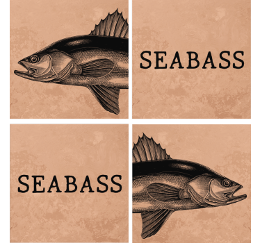 Personalizable coasters seabass illustration art - TenStickers
