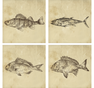 Geek coasters whimsical fish design - TenStickers